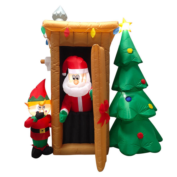 The Holiday Aisle® Animated Santa in Outhouse Inflatable & Reviews